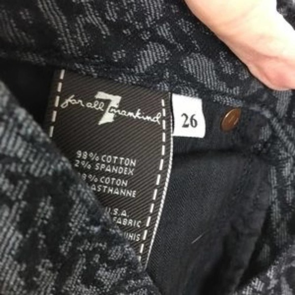7 for all Mankind Black Printed Skinny Jeans - Picture 5 of 7